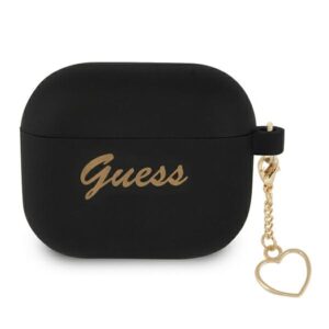 Guess GUA3LSCHSK AirPods 3 dėklas juodos spalvos Silicone Charm Heart Collection