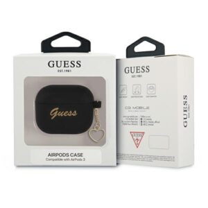 Guess GUA3LSCHSK AirPods 3 dėklas juodos spalvos Silicone Charm Heart Collection - Image 3
