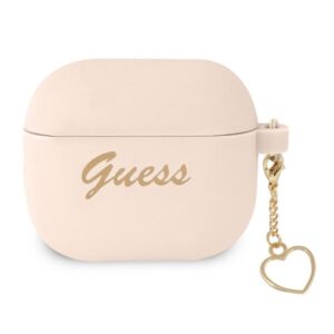 Guess GUA3LSCHSP AirPods 3 dėklas rožinės spalvos Silicone Charm Heart Collection - Image 1