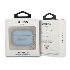 Guess GUAPLSCHSB AirPods Pro dėklas mėlynos spalvos Silicone Charm Heart Collection - Image 3