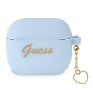 Guess GUA3LSCHSB AirPods 3 dėklas mėlynos spalvos Silicone Charm Heart Collection - Image 1