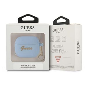 Guess GUA3LSCHSB AirPods 3 dėklas mėlynos spalvos Silicone Charm Heart Collection - Image 3