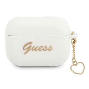 Guess GUAPLSCHSH AirPods Pro dėklas baltos spalvos Silicone Charm Heart Collection