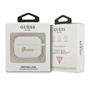 Guess GUAPLSCHSH AirPods Pro dėklas baltos spalvos Silicone Charm Heart Collection - Image 3