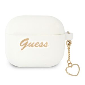 Guess GUA3LSCHSH AirPods 3 dėklas baltos spalvos Silicone Charm Heart Collection - Image 1