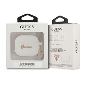 Guess GUA3LSCHSH AirPods 3 dėklas baltos spalvos Silicone Charm Heart Collection - Image 3
