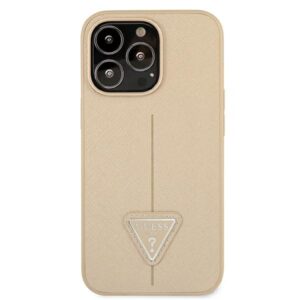 Guess GUHCP13LPSATLE Apple iPhone 13 Pro / 13 6,1" beige kietas dėklas SaffianoTriangle Logo - Image 3