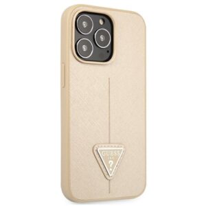 Guess GUHCP13LPSATLE Apple iPhone 13 Pro / 13 6,1" beige kietas dėklas SaffianoTriangle Logo - Image 4