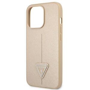 Guess GUHCP13LPSATLE Apple iPhone 13 Pro / 13 6,1" beige kietas dėklas SaffianoTriangle Logo - Image 6