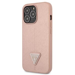 Guess GUHCP13LPSATLP Apple iPhone 13 Pro / 13 6,1" rožinės spalvos kietas dėklas SaffianoTriangle Logo - Image 2