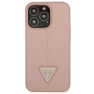 Guess GUHCP13LPSATLP Apple iPhone 13 Pro / 13 6,1" rožinės spalvos kietas dėklas SaffianoTriangle Logo - Image 3