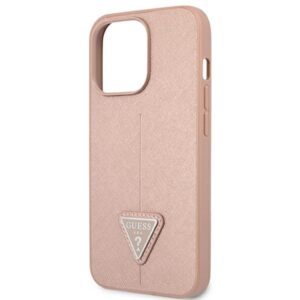 Guess GUHCP13LPSATLP Apple iPhone 13 Pro / 13 6,1" rožinės spalvos kietas dėklas SaffianoTriangle Logo - Image 6