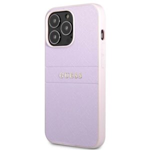 Guess GUHCP13LPSASBPU Apple iPhone 13 Pro / 13 6,1" violetinės spalvos Saffiano Hot Stamp & Metal Logo - Image 2