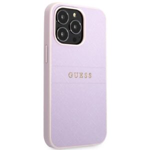 Guess GUHCP13LPSASBPU Apple iPhone 13 Pro / 13 6,1" violetinės spalvos Saffiano Hot Stamp & Metal Logo - Image 4