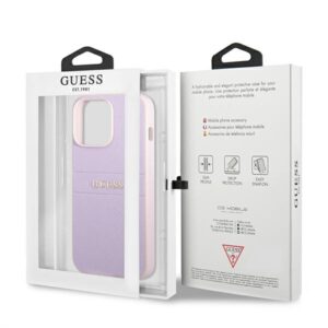 Guess GUHCP13LPSASBPU Apple iPhone 13 Pro / 13 6,1" violetinės spalvos Saffiano Hot Stamp & Metal Logo - Image 8