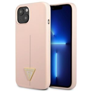 Guess GUHCP13SSLTGP Apple iPhone 13 mini 5,4" rožinės spalvos kietas dėklas Silicone Triangle