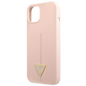 Guess GUHCP13SSLTGP Apple iPhone 13 mini 5,4" rožinės spalvos kietas dėklas Silicone Triangle - Image 6