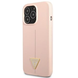Guess GUHCP13LSLTGP Apple iPhone 13 Pro / 13 6,1" rožinės spalvos kietas dėklas Silicone Triangle - Image 2
