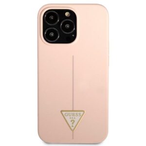 Guess GUHCP13LSLTGP Apple iPhone 13 Pro / 13 6,1" rožinės spalvos kietas dėklas Silicone Triangle - Image 3