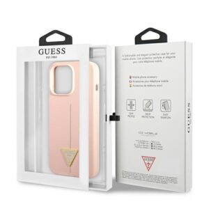 Guess GUHCP13LSLTGP Apple iPhone 13 Pro / 13 6,1" rožinės spalvos kietas dėklas Silicone Triangle - Image 8