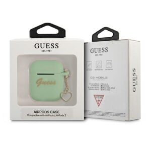 Guess GUA2LSCHSN AirPods dėklas žalios spalvos Silicone Charm Heart Collection - Image 3