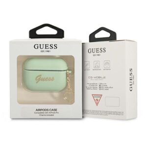 Guess GUAPLSCHSN AirPods Pro dėklas žalios spalvos Silicone Charm Heart Collection - Image 3