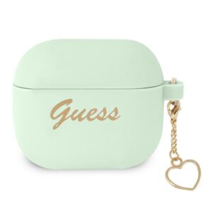 Guess GUA3LSCHSN AirPods 3 dėklas žalios spalvos Silicone Charm Heart Collection - Image 1
