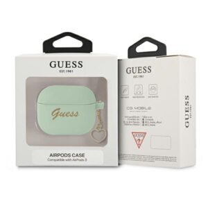 Guess GUA3LSCHSN AirPods 3 dėklas žalios spalvos Silicone Charm Heart Collection - Image 3