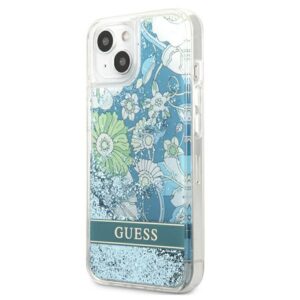Guess GUHCP13SLFLSN Apple iPhone 13 mini 5,4" green kietas dėklas Flower Liquid Glitter - Image 2