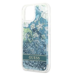 Guess GUHCP13MLFLSN Apple iPhone 13 / 14 / 15 6,1" green kietas dėklas Flower Liquid Glitter - Image 6