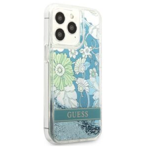 Guess GUHCP13LLFLSN Apple iPhone 13 Pro / 13 6,1" green kietas dėklas Flower Liquid Glitter - Image 4
