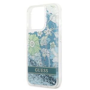 Guess GUHCP13LLFLSN Apple iPhone 13 Pro / 13 6,1" green kietas dėklas Flower Liquid Glitter - Image 6