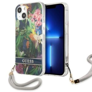 Guess GUHCP13SHFLSB Apple iPhone 13 mini 5,4" blue hardcase Flower Strap