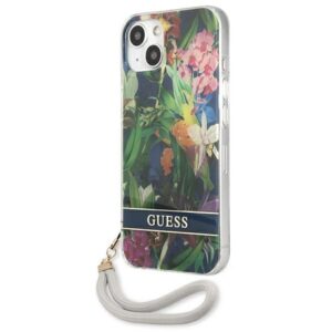 Guess GUHCP13SHFLSB Apple iPhone 13 mini 5,4" blue hardcase Flower Strap - Image 2
