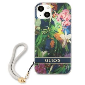 Guess GUHCP13SHFLSB Apple iPhone 13 mini 5,4" blue hardcase Flower Strap - Image 3