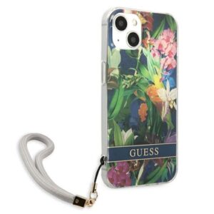 Guess GUHCP13SHFLSB Apple iPhone 13 mini 5,4" blue hardcase Flower Strap - Image 4