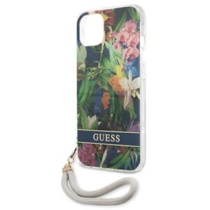 Guess GUHCP13SHFLSB Apple iPhone 13 mini 5,4" blue hardcase Flower Strap - Image 5