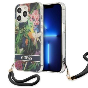 Guess GUHCP13LHFLSB Apple iPhone 13 Pro / 13 6,1" blue hardcase Flower Strap