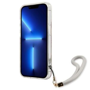 Guess GUHCP13SHFLSD Apple iPhone 13 mini 5,4" aukso spalvos hardcase Flower Strap - Image 5