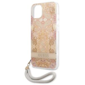 Guess GUHCP13SHFLSD Apple iPhone 13 mini 5,4" aukso spalvos hardcase Flower Strap - Image 6