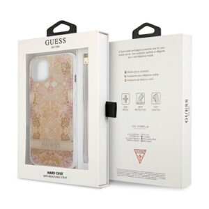 Guess GUHCP13SHFLSD Apple iPhone 13 mini 5,4" aukso spalvos hardcase Flower Strap - Image 8