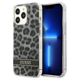 Guess GUHCP13LHSLEOK Apple iPhone 13 Pro / 13 6,1" grey kietas dėklas Leopard - Image 1