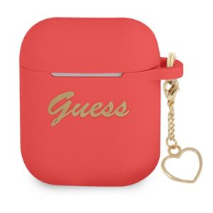 Guess GUA2LSCHSR AirPods dėklas red Silicone Charm Heart Collection - Image 1
