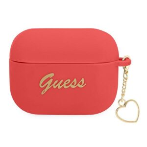 Guess GUAPLSCHSR AirPods Pro dėklas red Silicone Charm Heart Collection