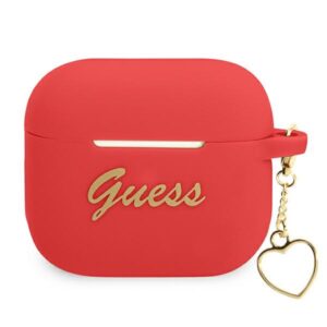 Guess GUA3LSCHSR AirPods 3 dėklas red Silicone Charm Heart Collection