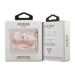 Guess GUAPHCHMAP AirPods Pro dėklas rožinės spalvos Marble Strap Collection - Image 3