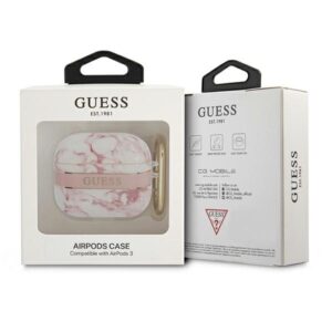 Guess GUA3HCHMAP AirPods 3 dėklas rožinės spalvos Marble Strap Collection - Image 3