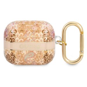 Guess GUA3HHFLD AirPods 3 dėklas aukso spalvos Paisley Strap Collection
