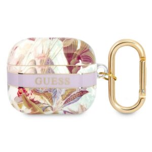 Guess GUA3HHFLU AirPods 3 dėklas violetinės spalvos Flower Strap Collection - Image 1