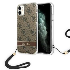 Guess GUOHCN61H4STW Apple iPhone 11 brown hardcase 4G Print Strap